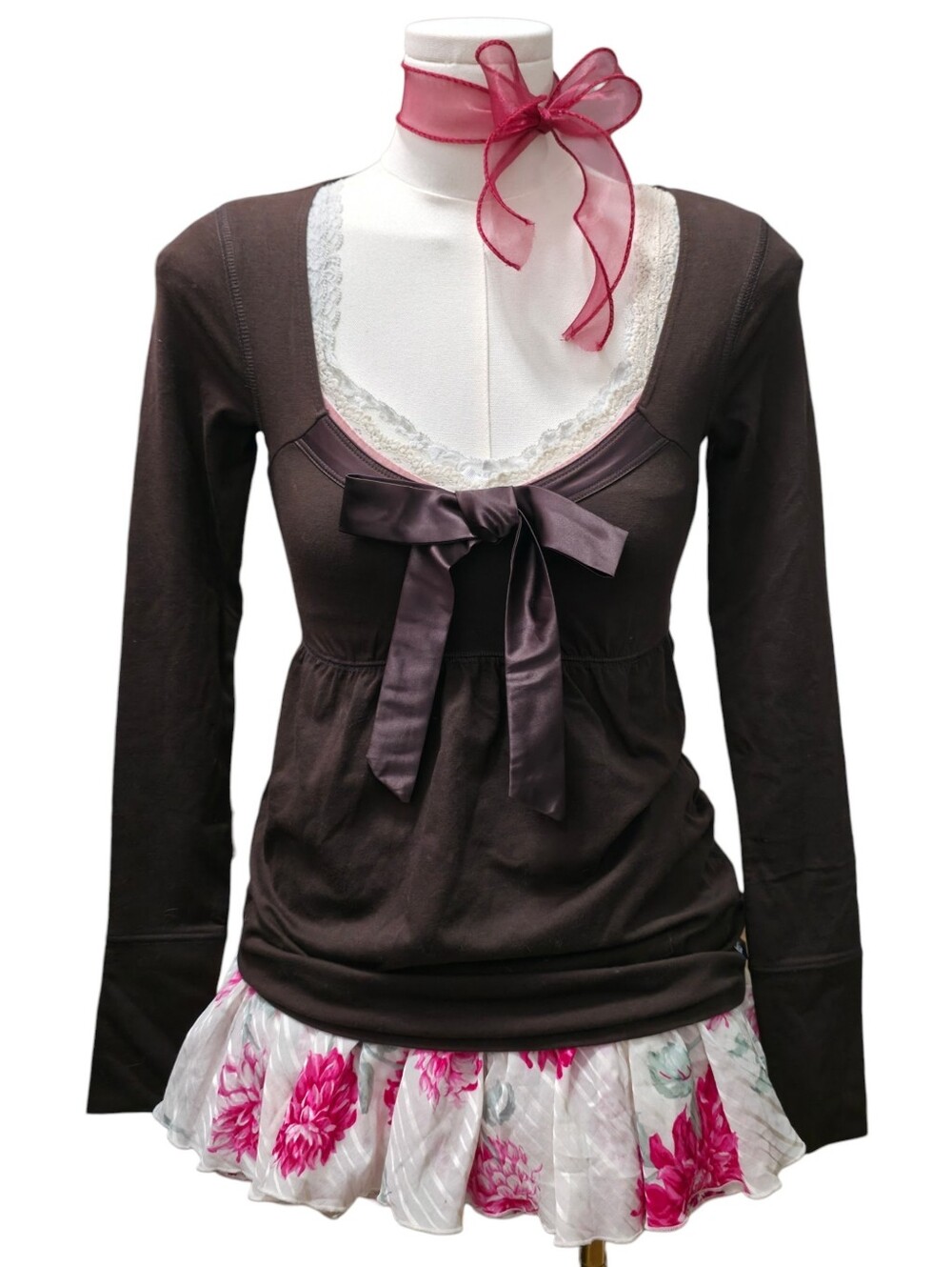 Hollister limited edition vaulted collection dark brown babydoll long sleeve top